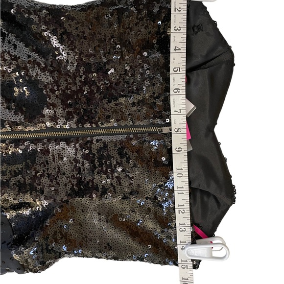 Betsey Johnson Black Sequin Dress Size 6 Fits Size 4 Strapless or with Straps - Picture 13 of 16